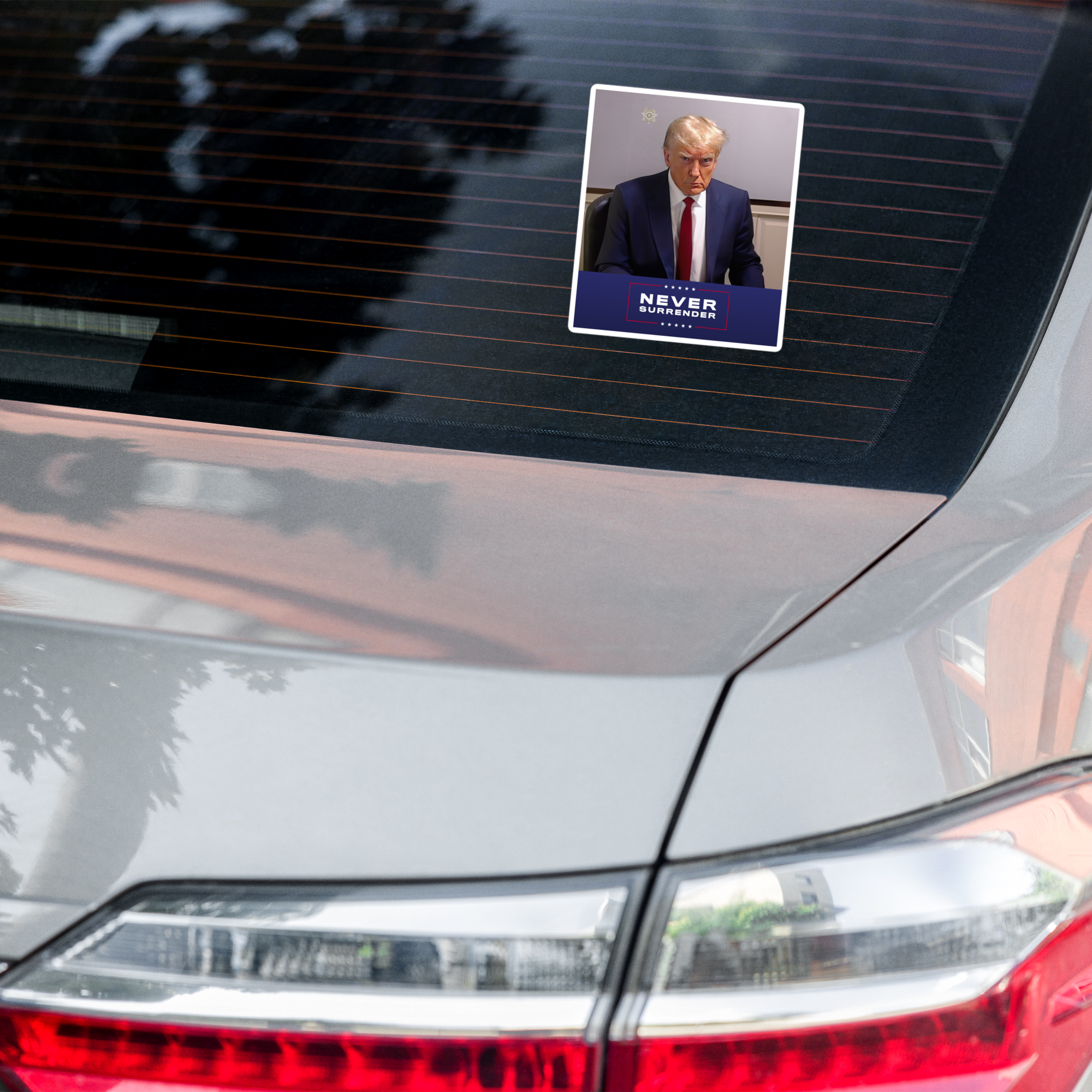 Trump Mugshot Never Surrender Sticker