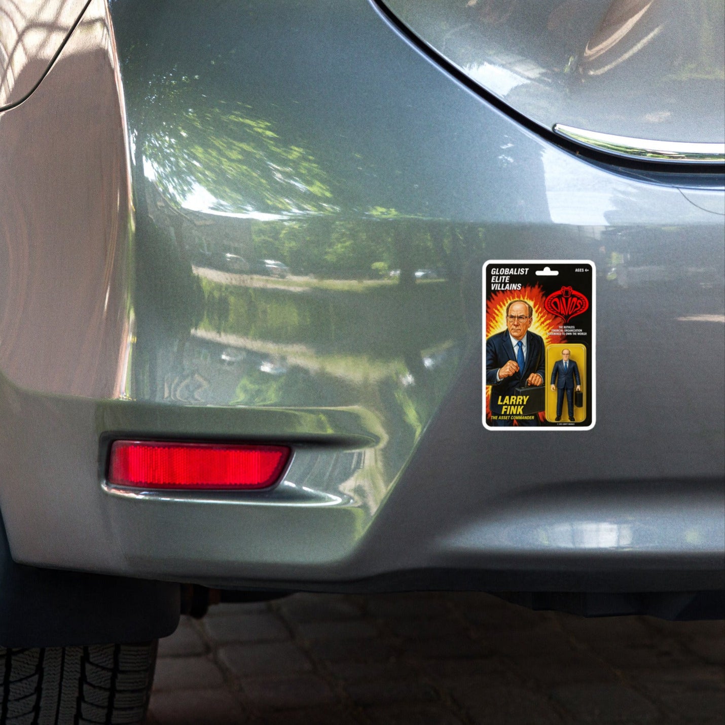 Globalist Elite Villains Larry Fink Action Figure Sticker