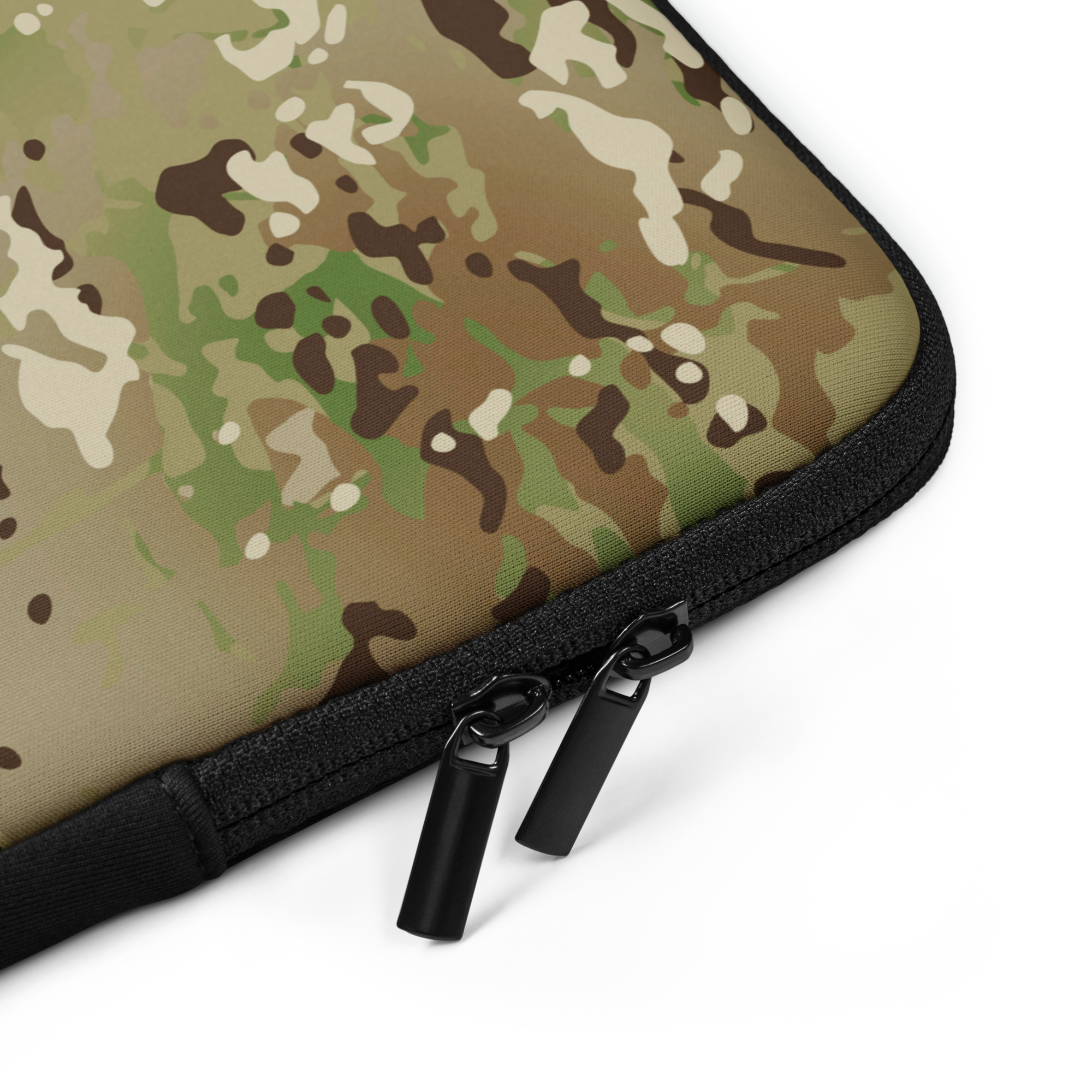 Camouflage pouch with a zipper on a white background