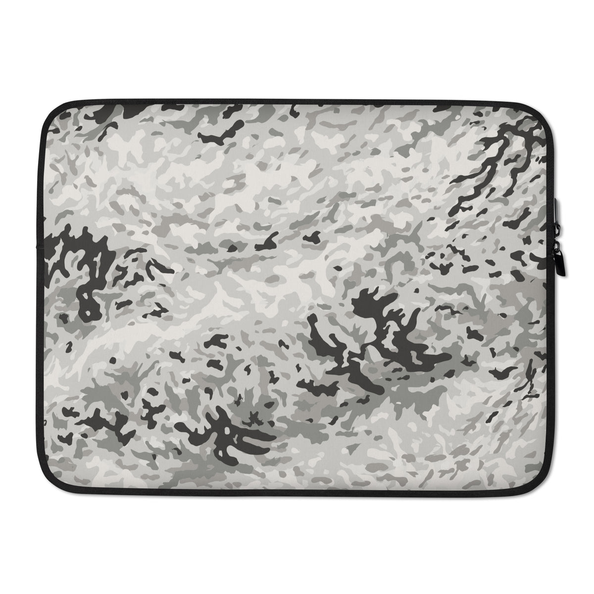 Camouflage-patterned laptop sleeve on a white background