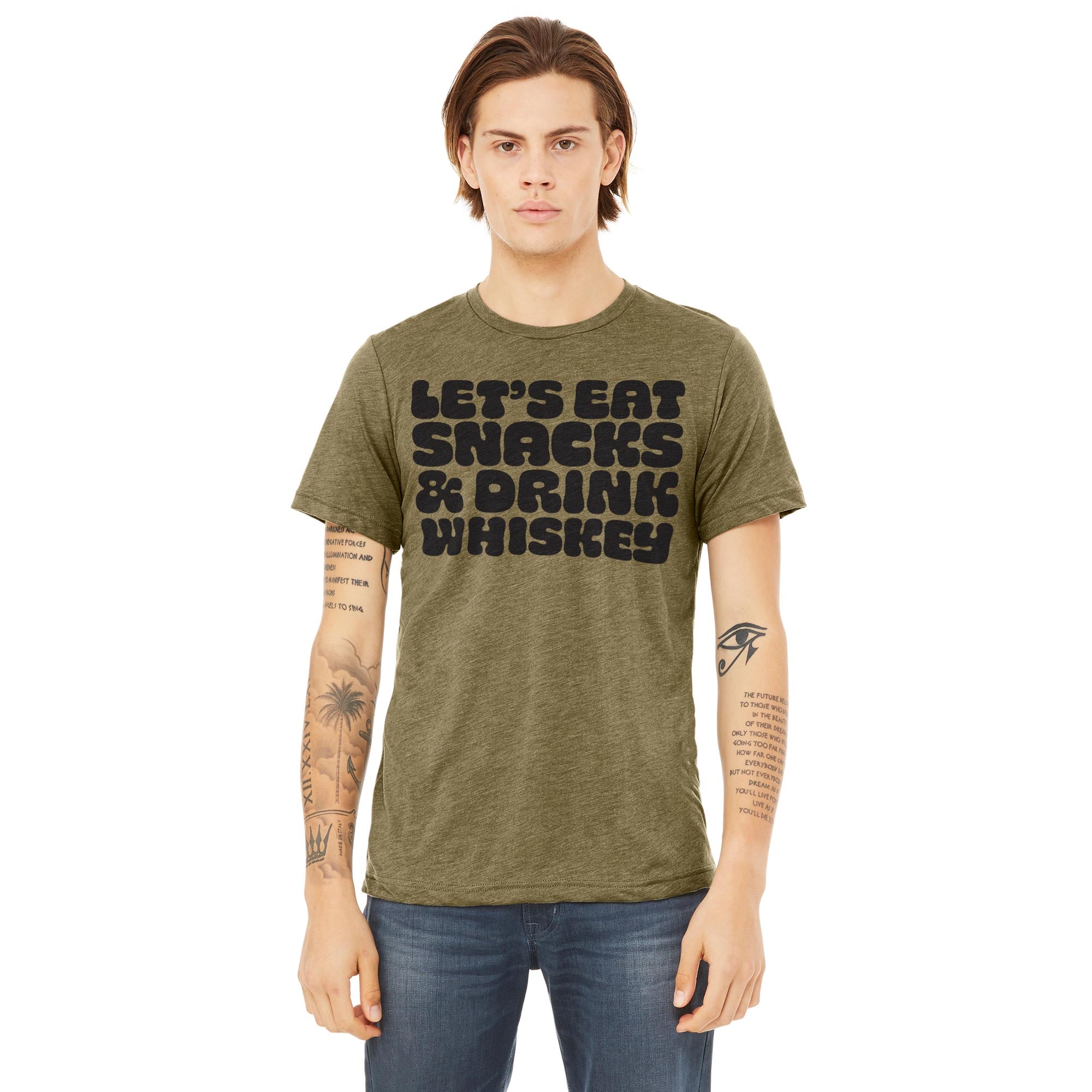 Let's Eat Snacks & Drink Whiskey Tri-Blend T-Shirt