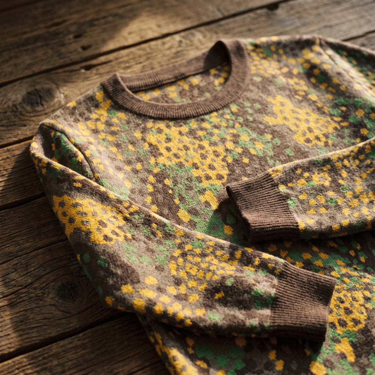 Erbsenmuster Pea Pattern Camo Knitted Crew Neck Sweater