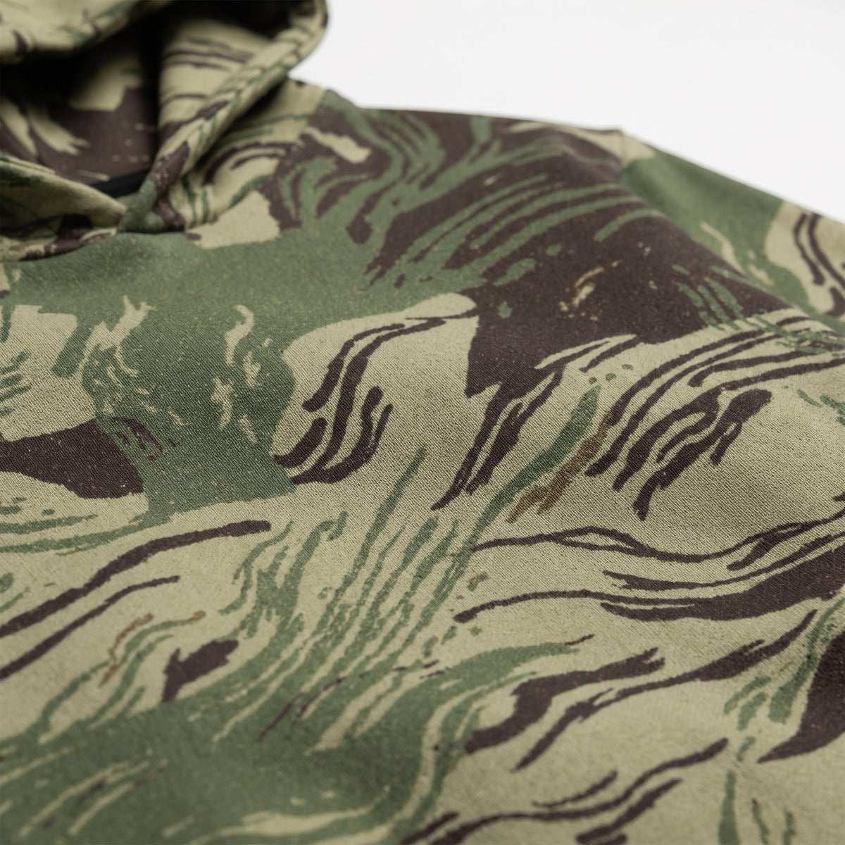 Close-up of a long-sleeve pullover Rhodesian Dapple Brushstroke Oversized Cotton Hoodie by Liberty Maniacs