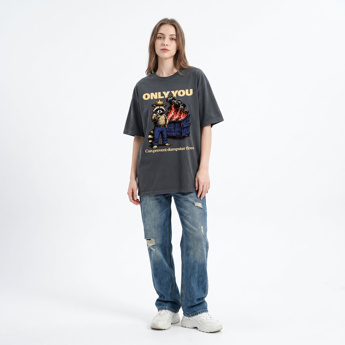 Only You Prevent Dumpster Fires Women's Heavyweight Garment Dye Tee