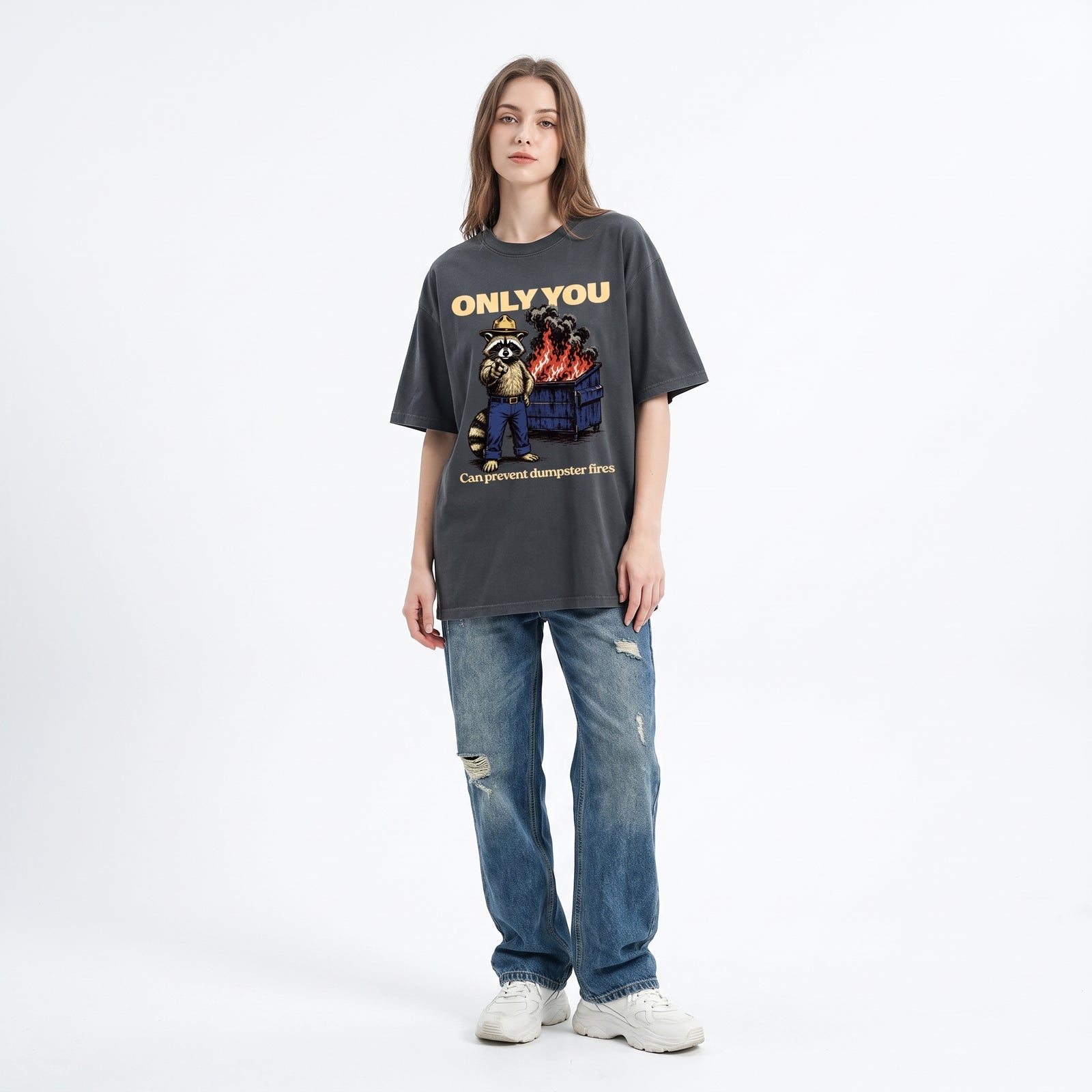 Only You Prevent Dumpster Fires Women's Heavyweight Garment Dye Tee