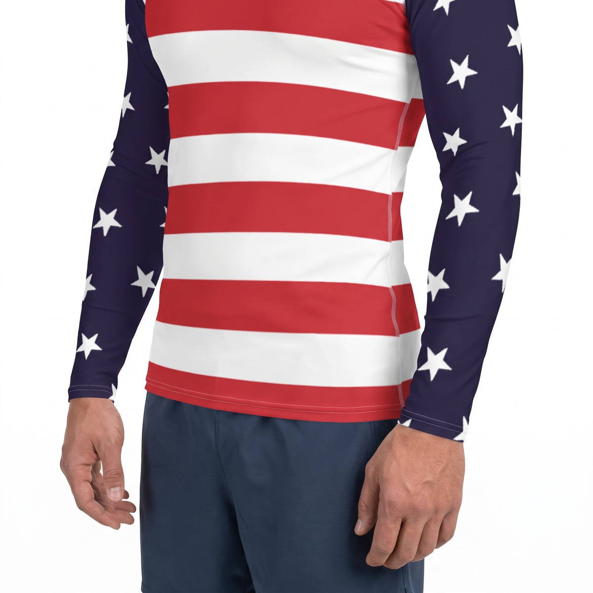 Stars and Bars Men's Rash Guard Swim Shirt