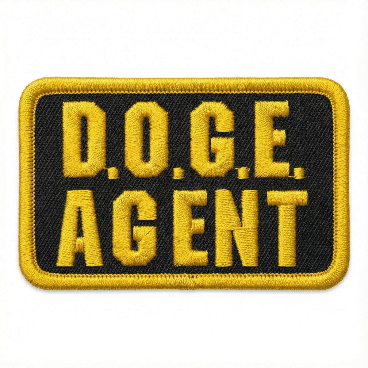 Patch with &#39;D.O.G.E. AGENT&#39; text on a black background