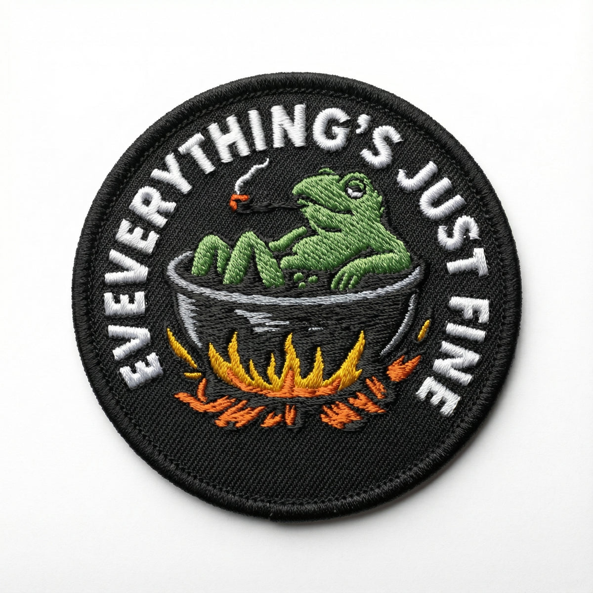 Everything&#39;s Just Fine Boiling Frog Embroidered Patch