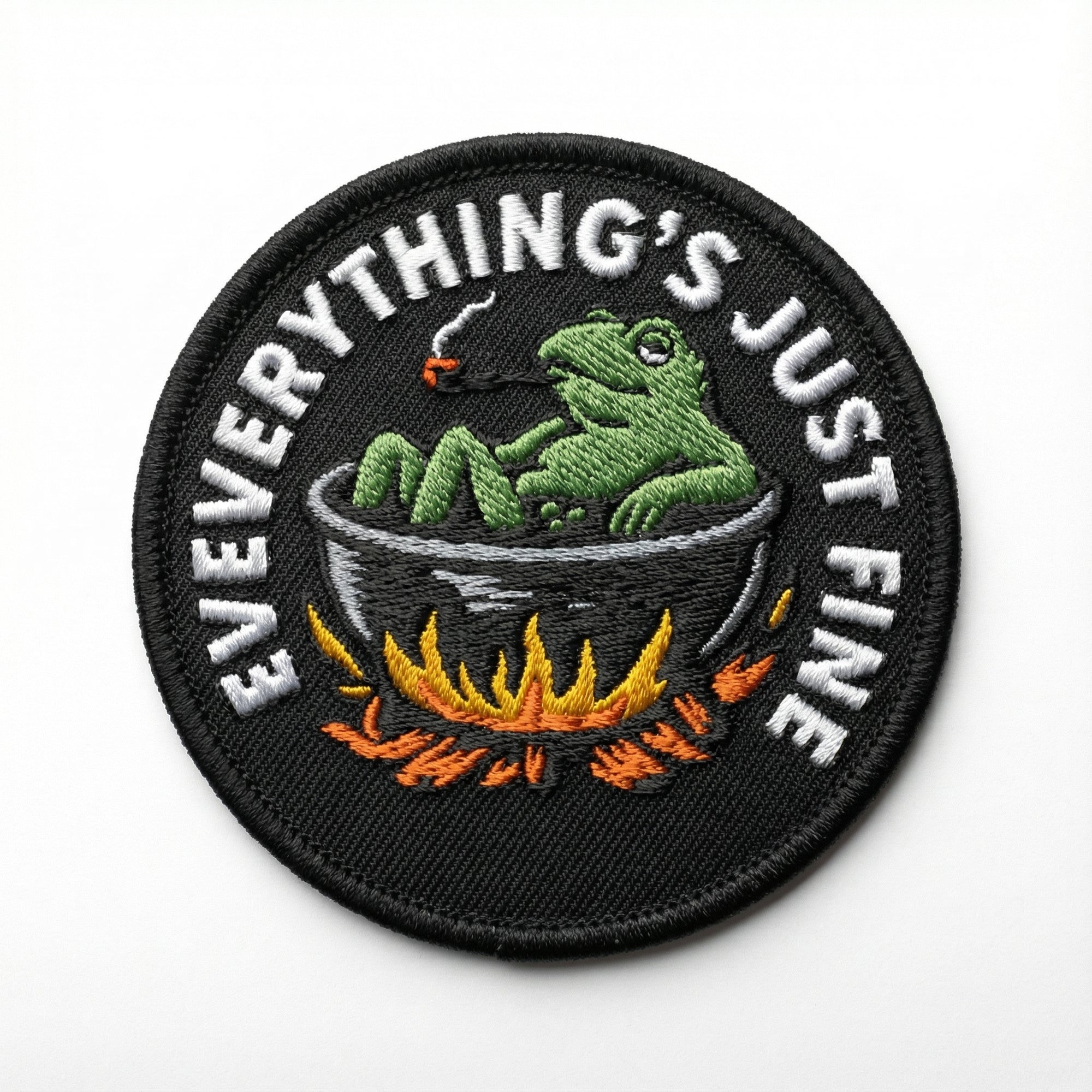 Everything's Just Fine Boiling Frog Embroidered Patch