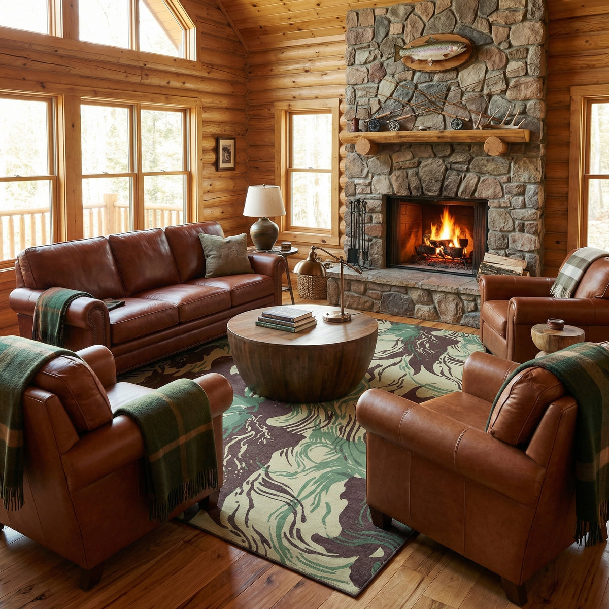 Rhodesian Brushstroke Camouflage Area Rug