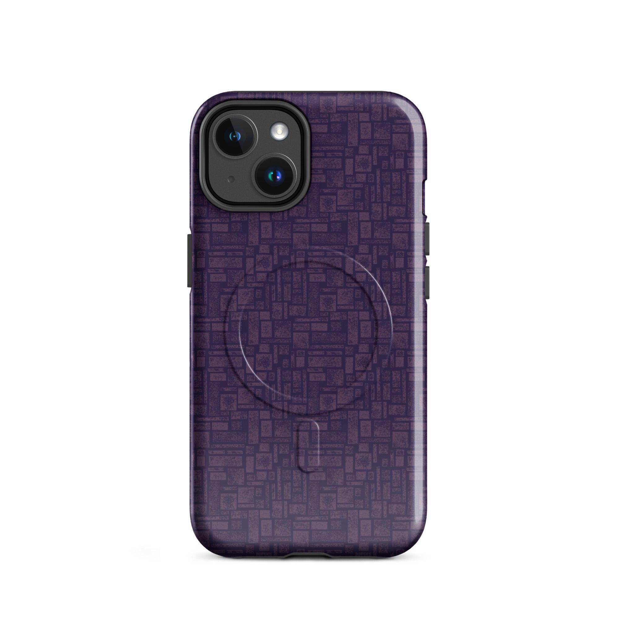 Front view of Purple Cipher MagSafe tough iPhone case by Liberty Maniacs