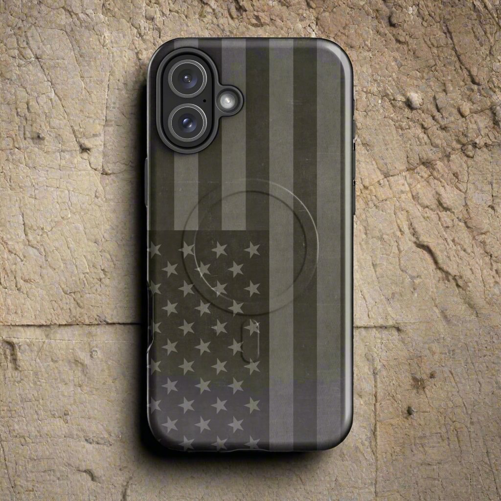 American Flag Drab MagSafe tough case for iPhone Glossy / iPhone 16 Plus American Flag Drab MagSafe tough case for iPhone Glossy / iPhone 16 Plus