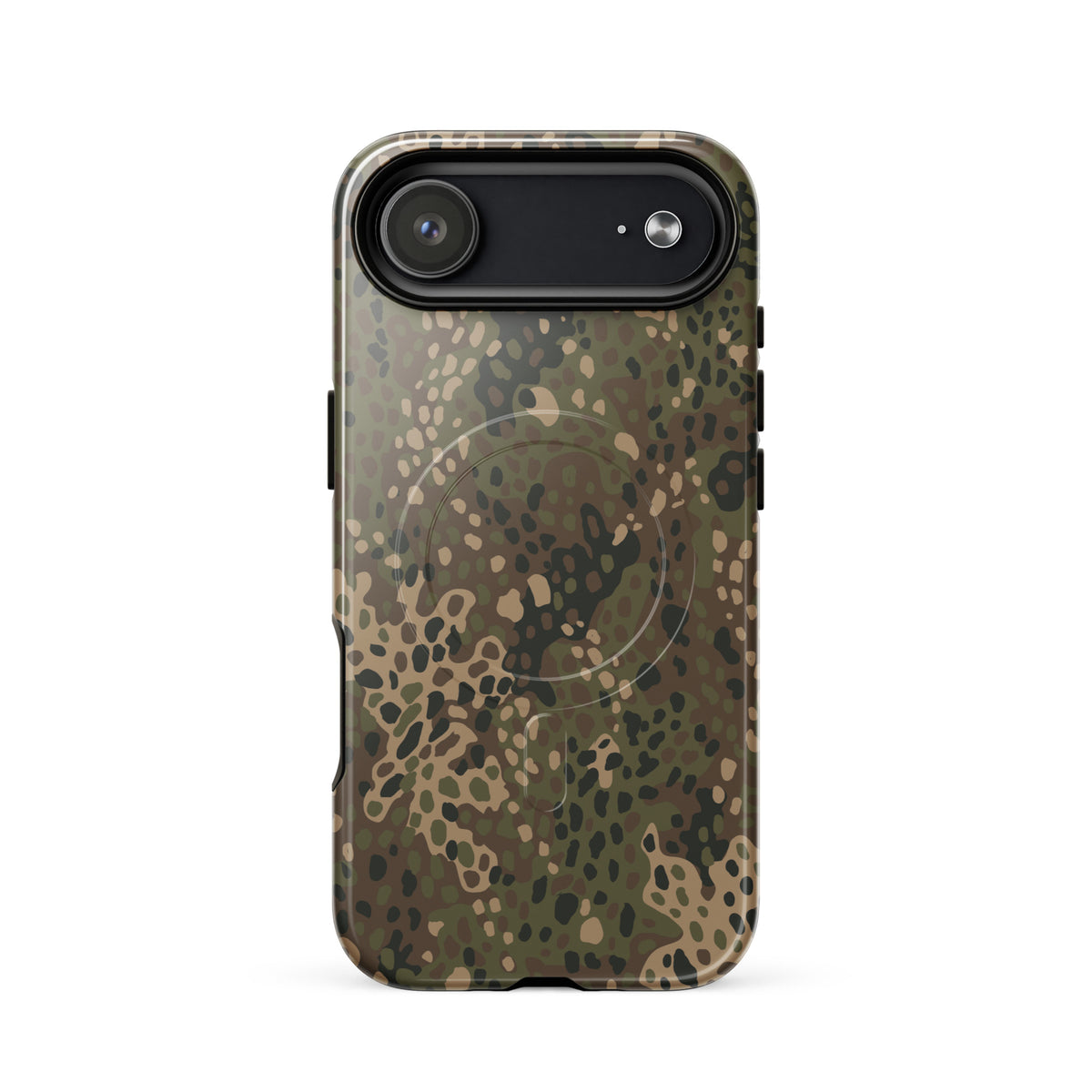 Camouflage phone case on a white background