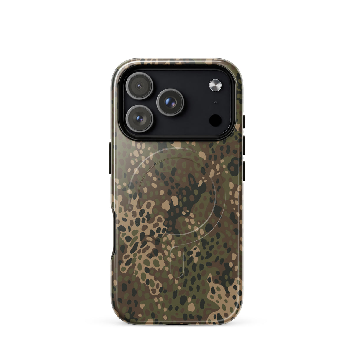 Camouflage phone case on a white background