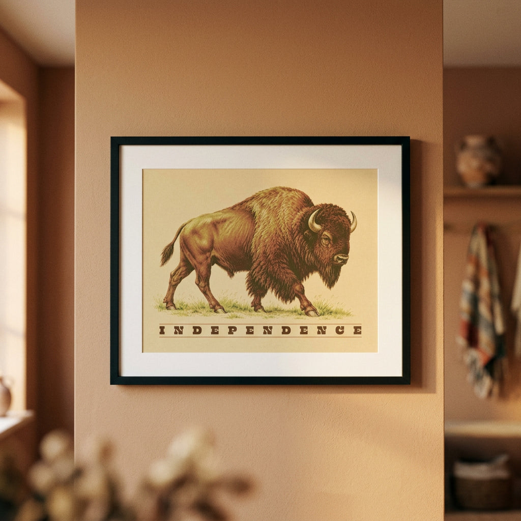 Independence Bison Framed and Matted Print