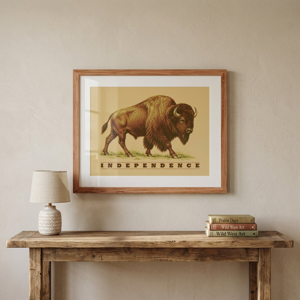 Independence Bison Framed and Matted Print