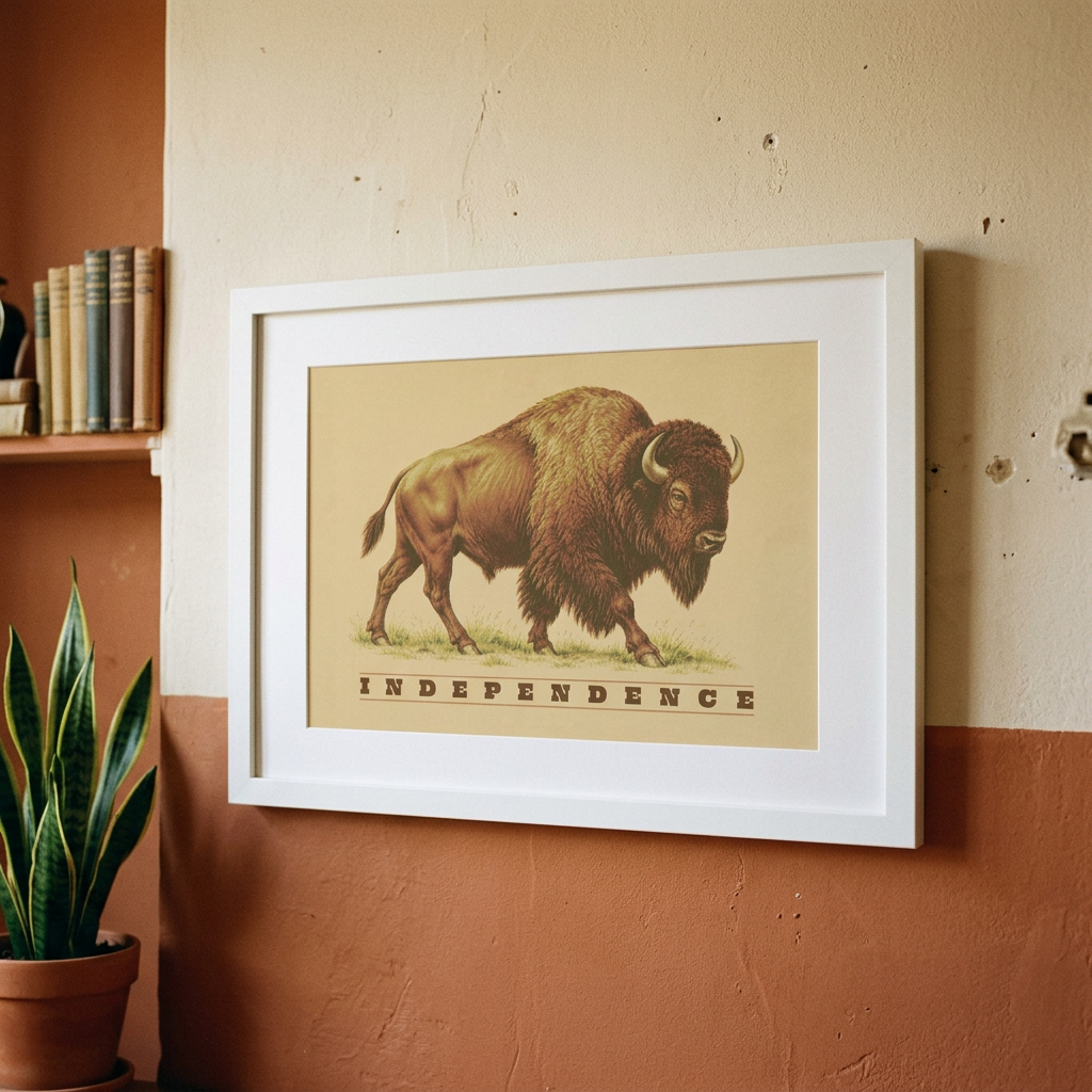 Independence Bison Framed and Matted Print