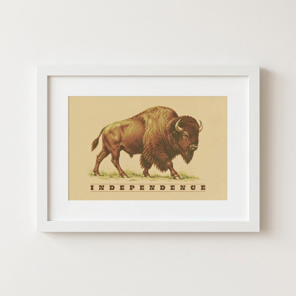 Independence Bison Framed and Matted Print