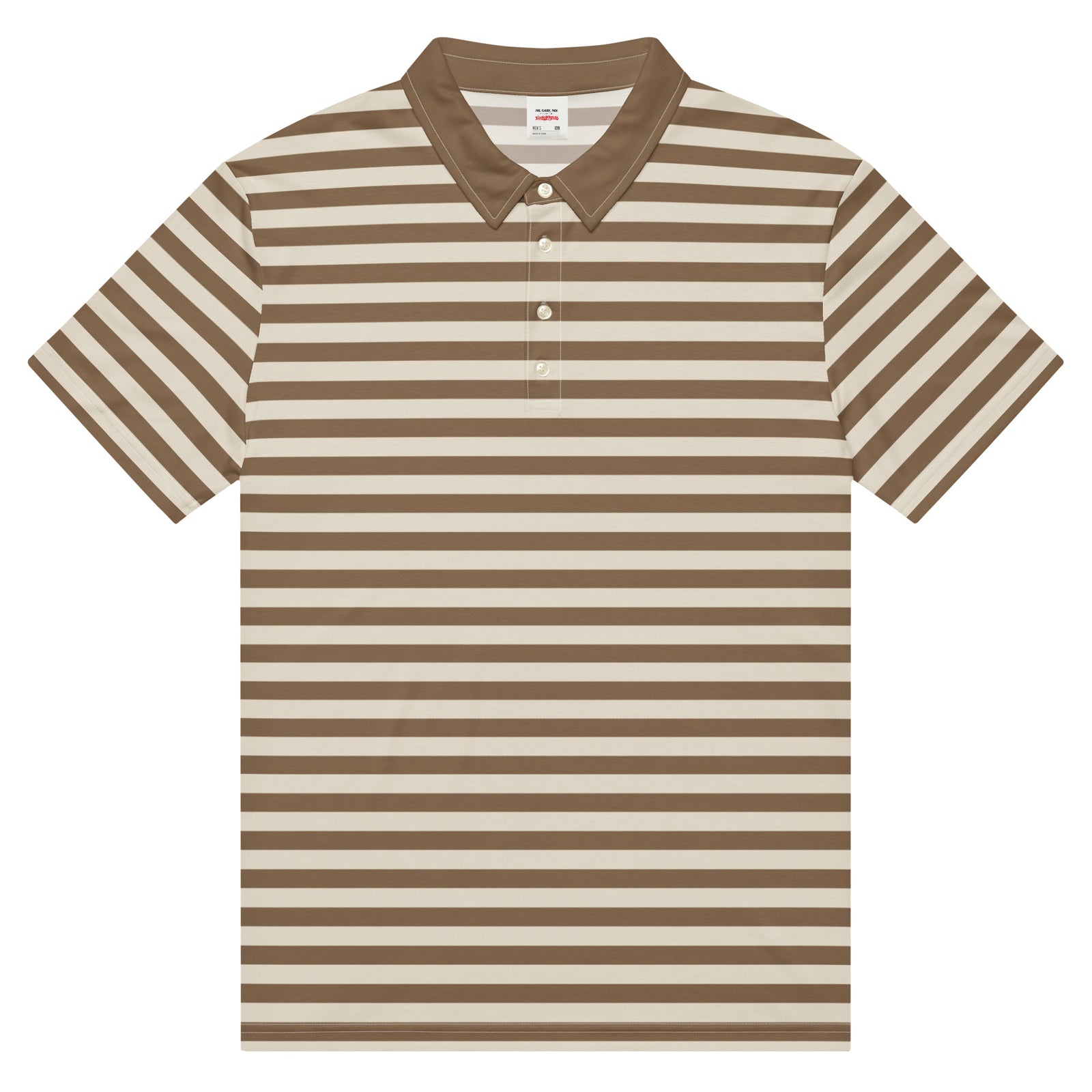 Man wearing a striped Gary Plauche "No gary No" polo and a Riverland Hi-Lift Inc Trucker Cap.