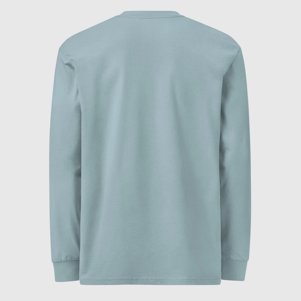 Back view of Agave California State Seal heavyweight long sleeve T-shirt, showing the plain back and ribbed cuffs.