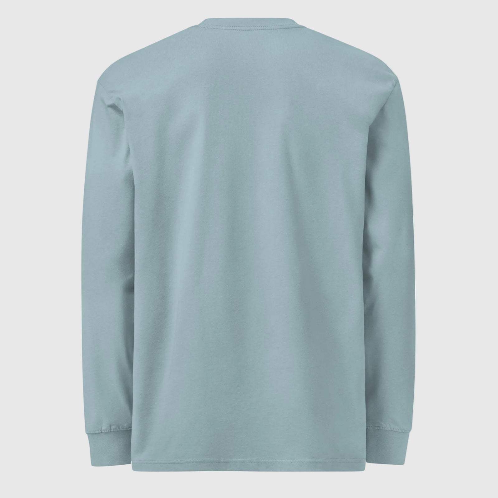 Back view of Agave California State Seal heavyweight long sleeve T-shirt, showing the plain back and ribbed cuffs.