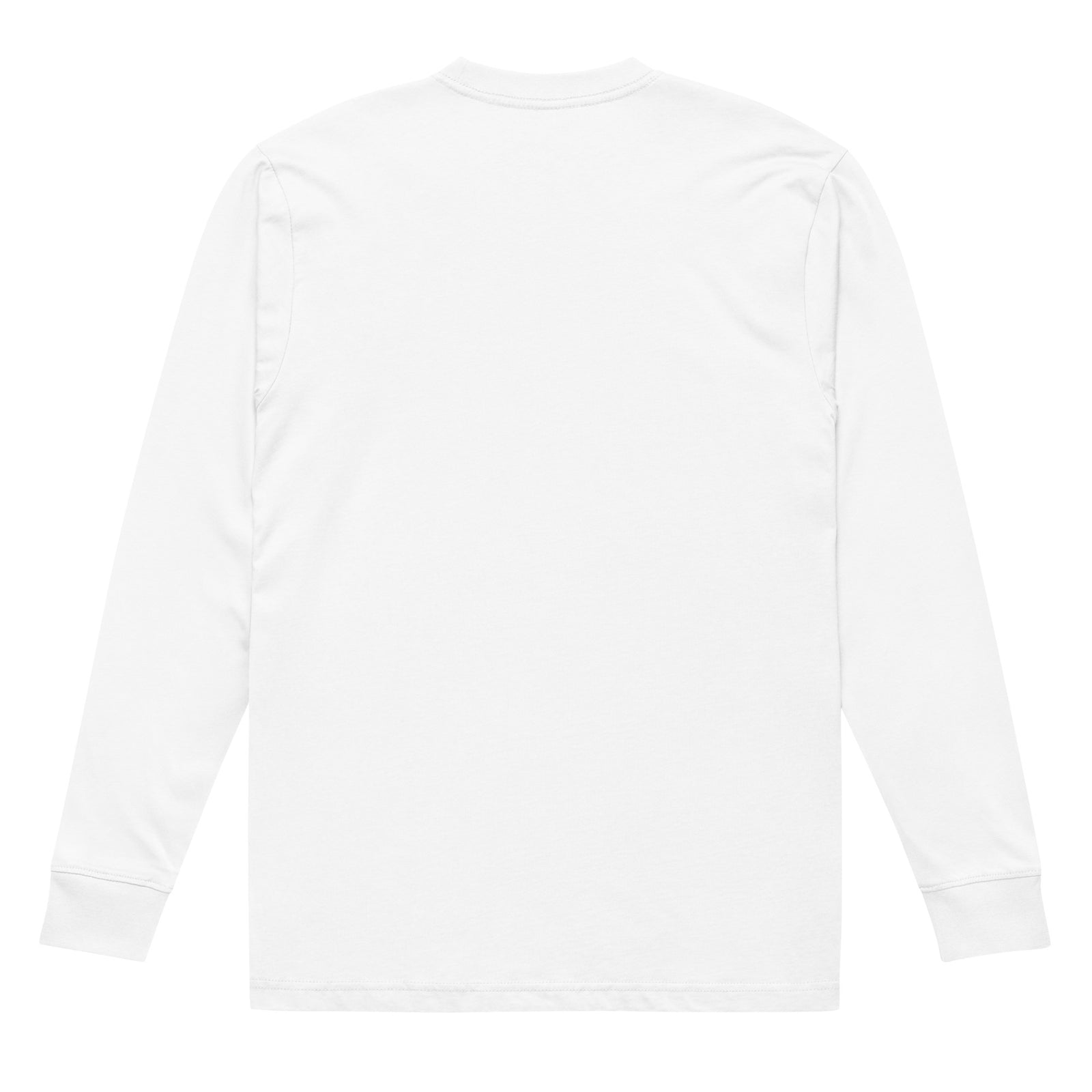 White heavyweight long sleeve tee, back view