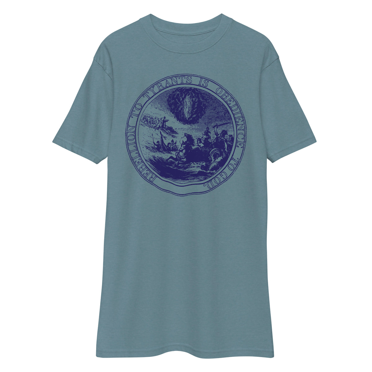 Rebellion to Tyrants is Obedience To God Franklin Motto Men’s Heavyweight Tee