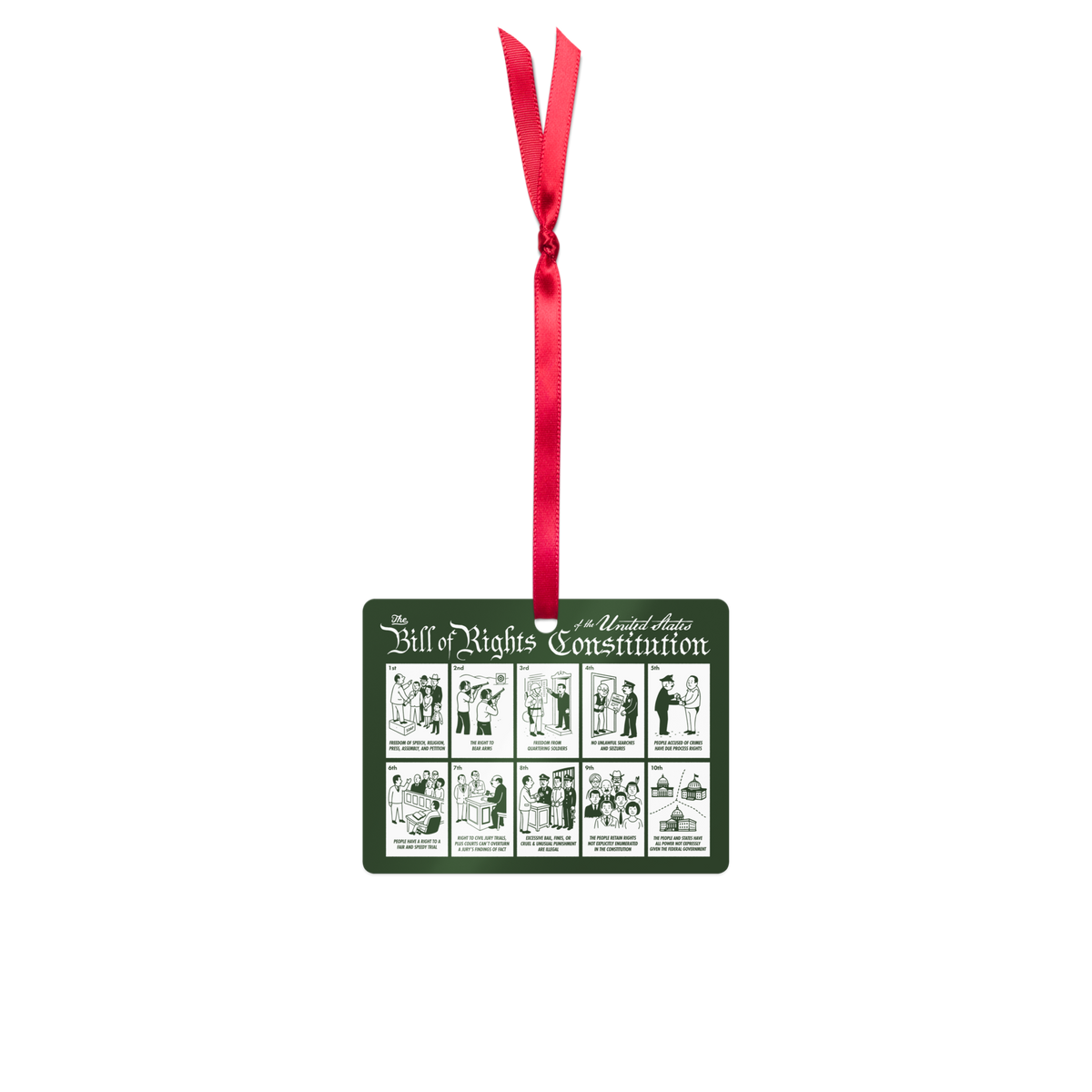 Illustrated Bill of Rights Metal Ornament