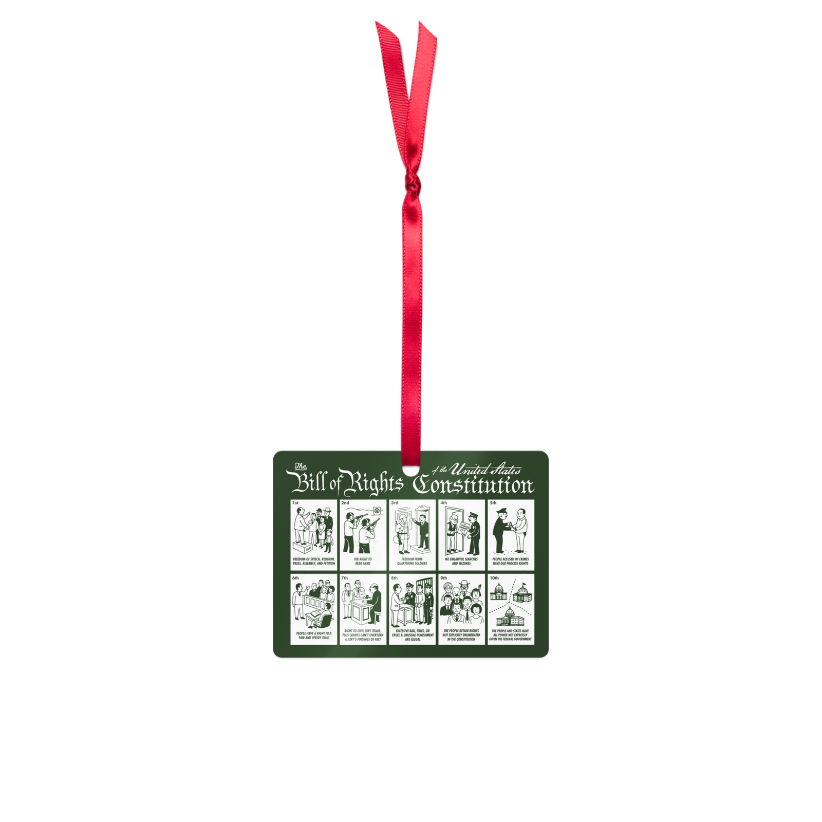 Illustrated Bill of Rights Metal Ornament