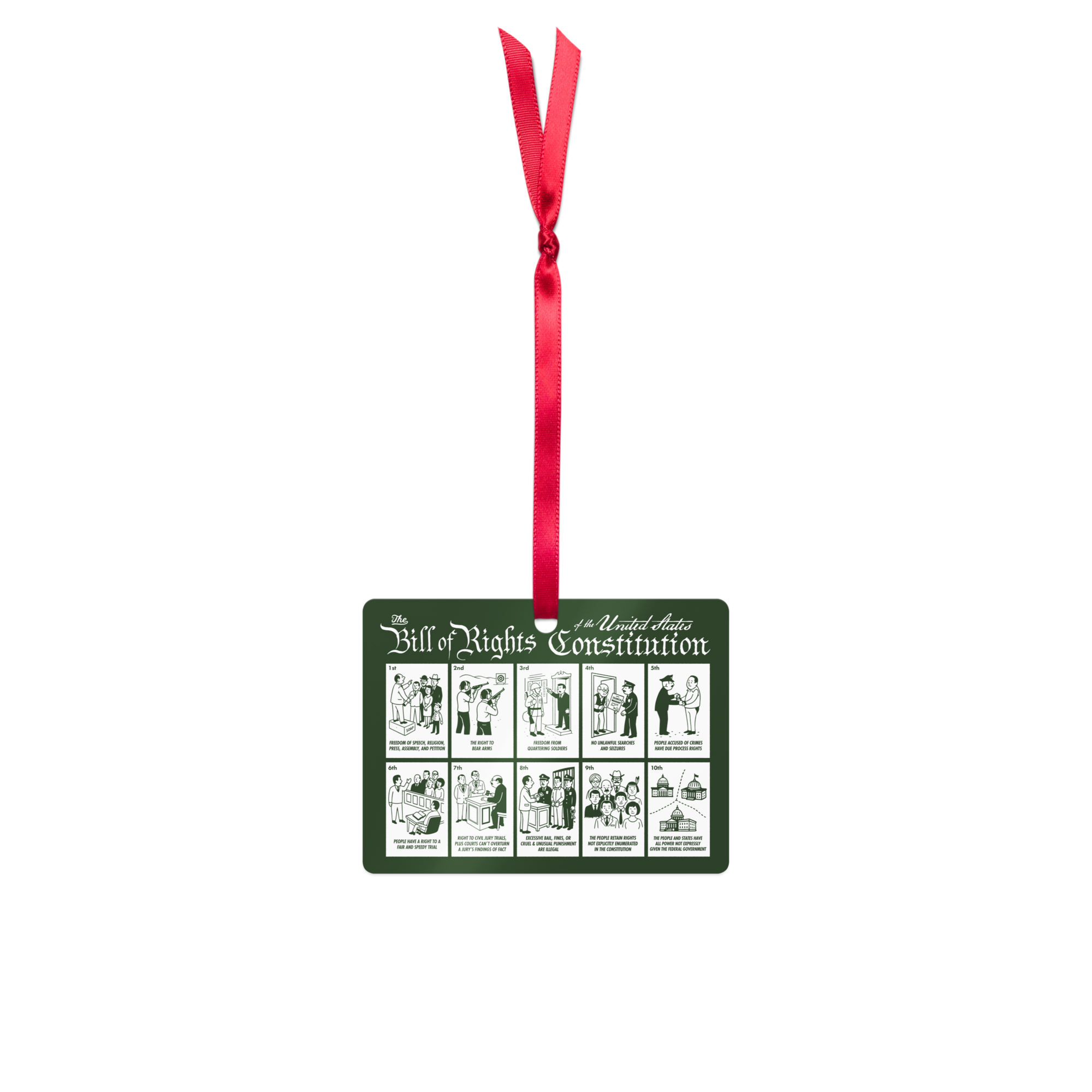 Illustrated Bill of Rights Metal Ornament