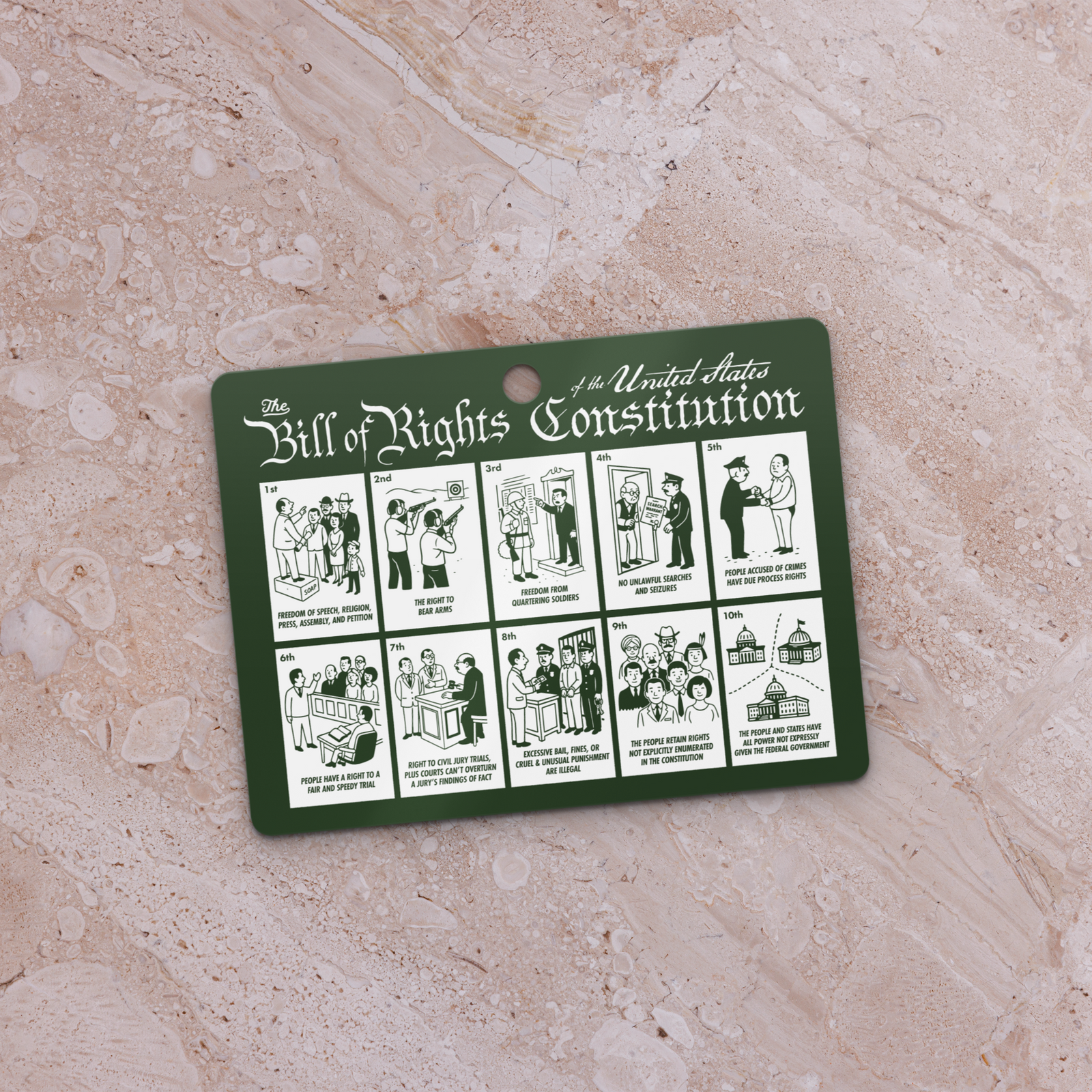 Illustrated Bill of Rights Metal Ornament