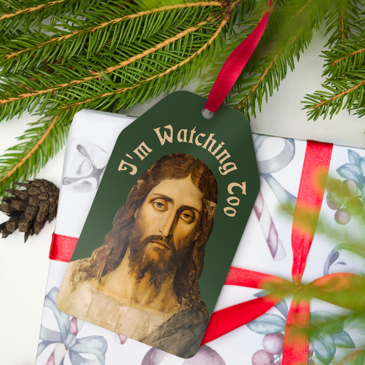 Jesus I&#39;m Watching Metal Ornament