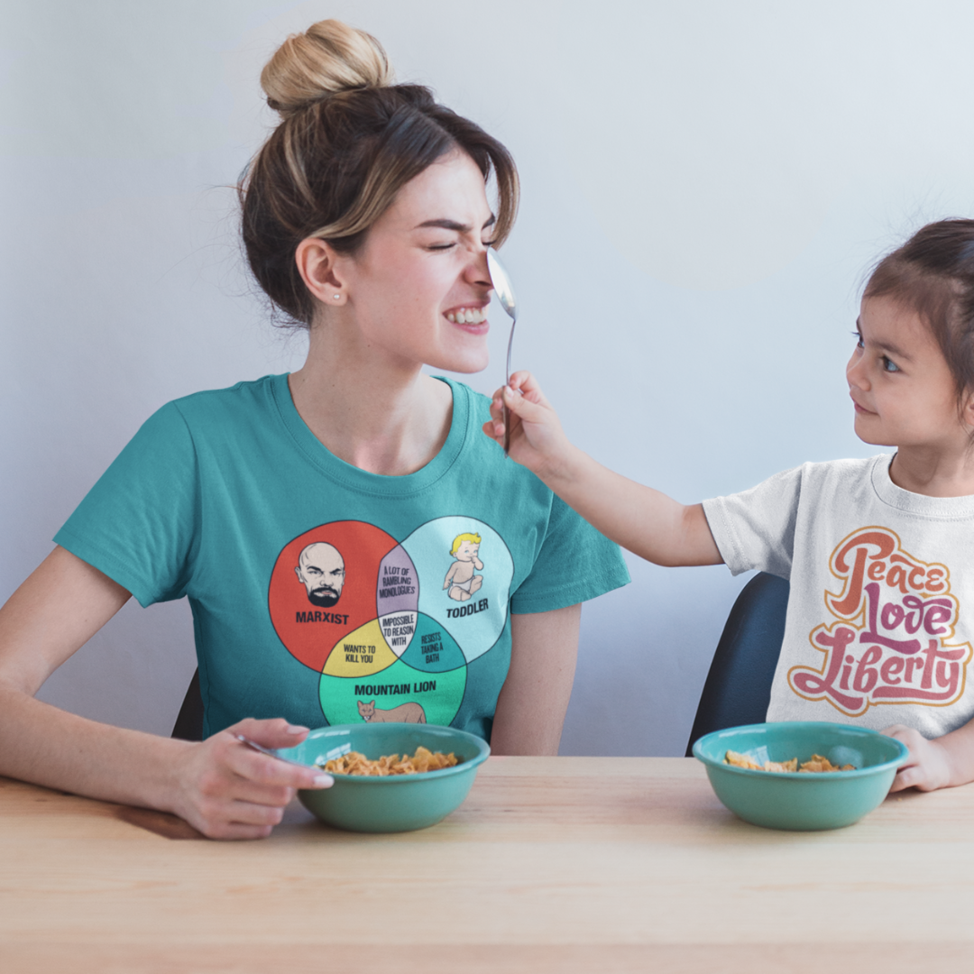 Marxist Toddler and Mountain Lion Venn Diagram Women's Relaxed T-Shirt