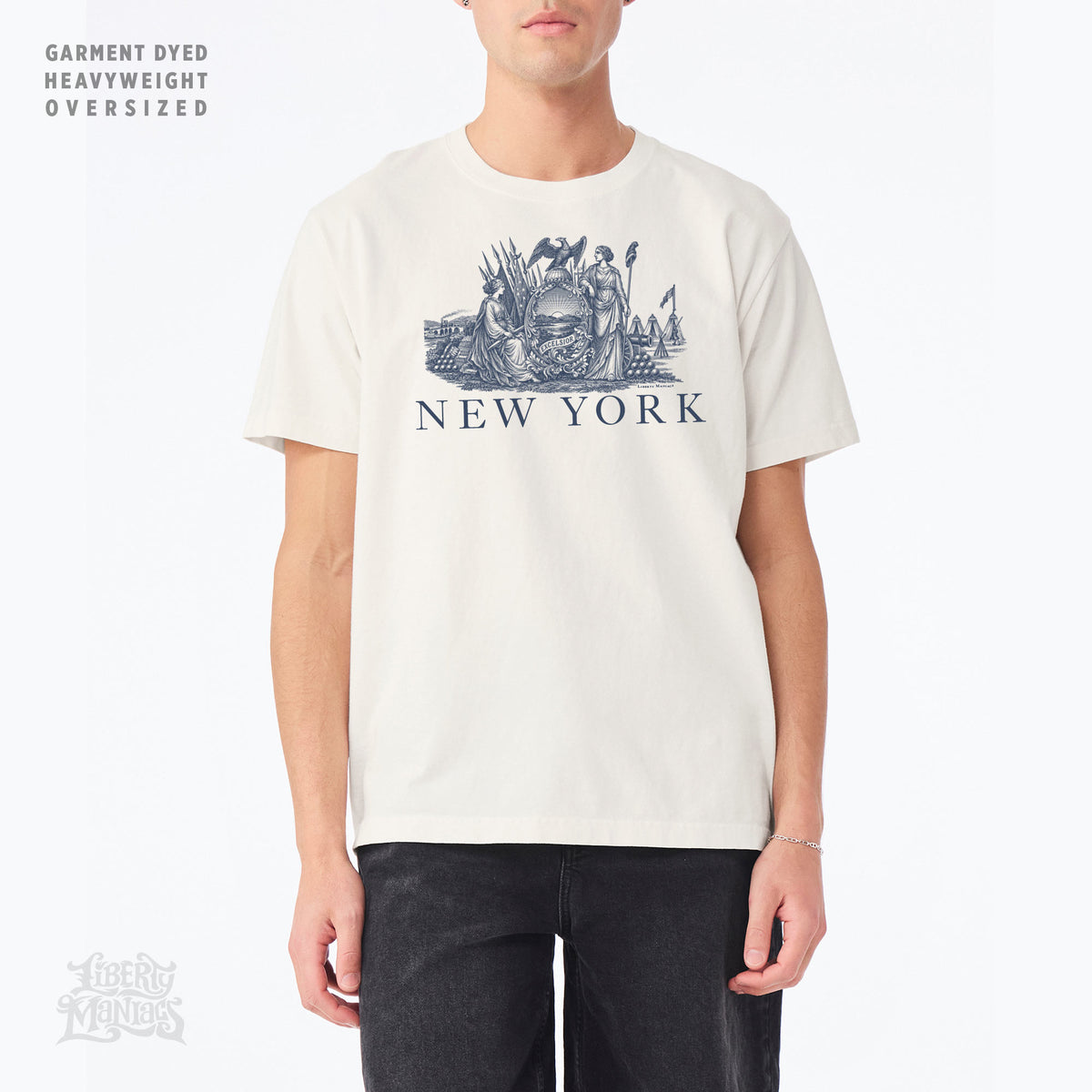 New York Vintage State Seal Washed Oversized Tee