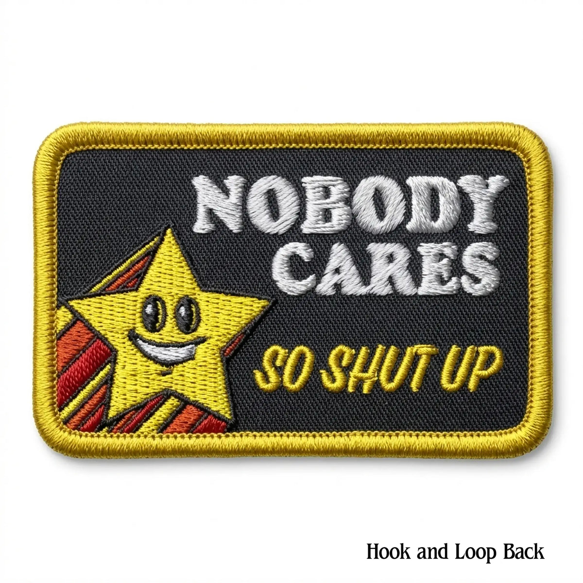 Nobody Cares Embroidered Patches with Velcro