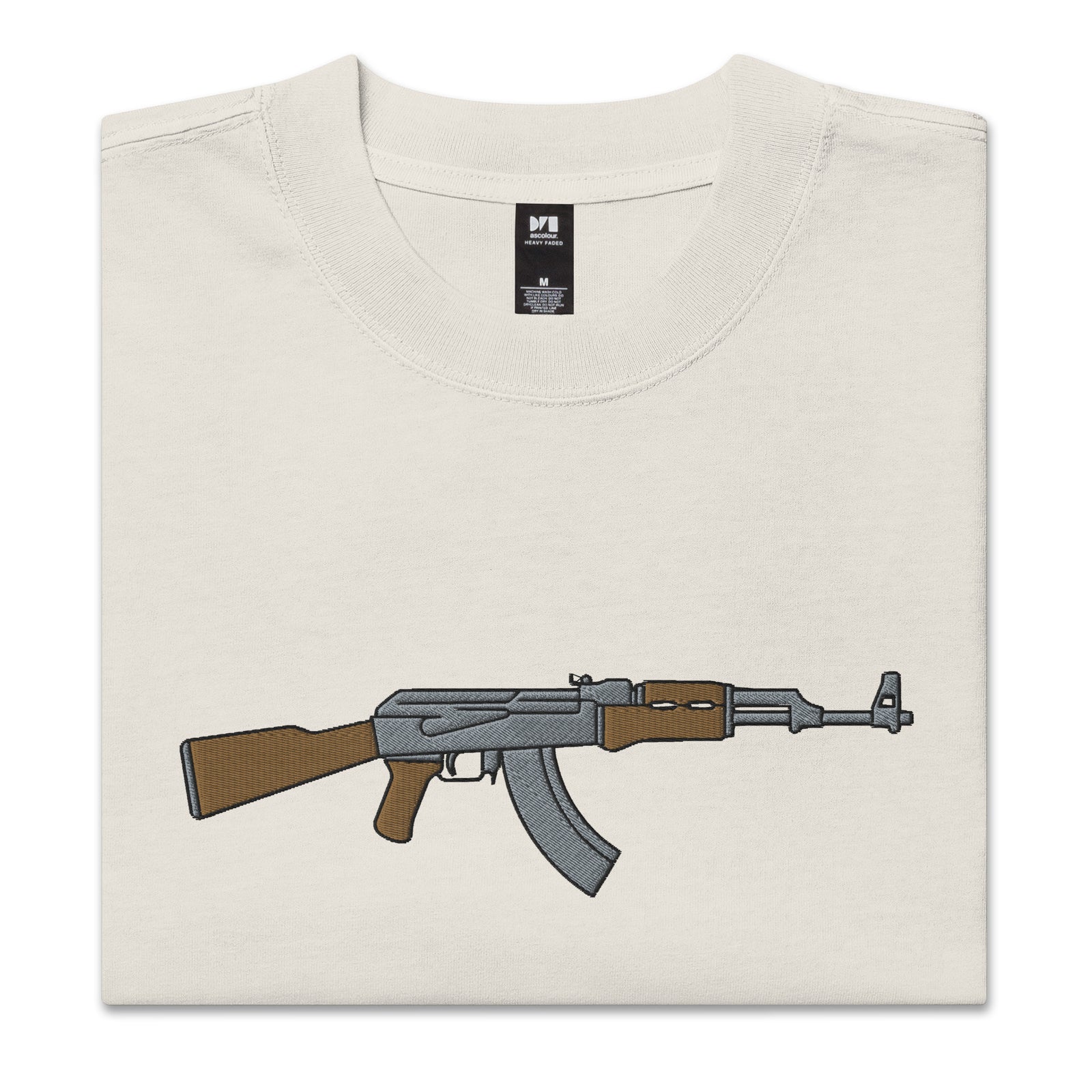 AK47 Embroidered Oversized Faded T-Shirt