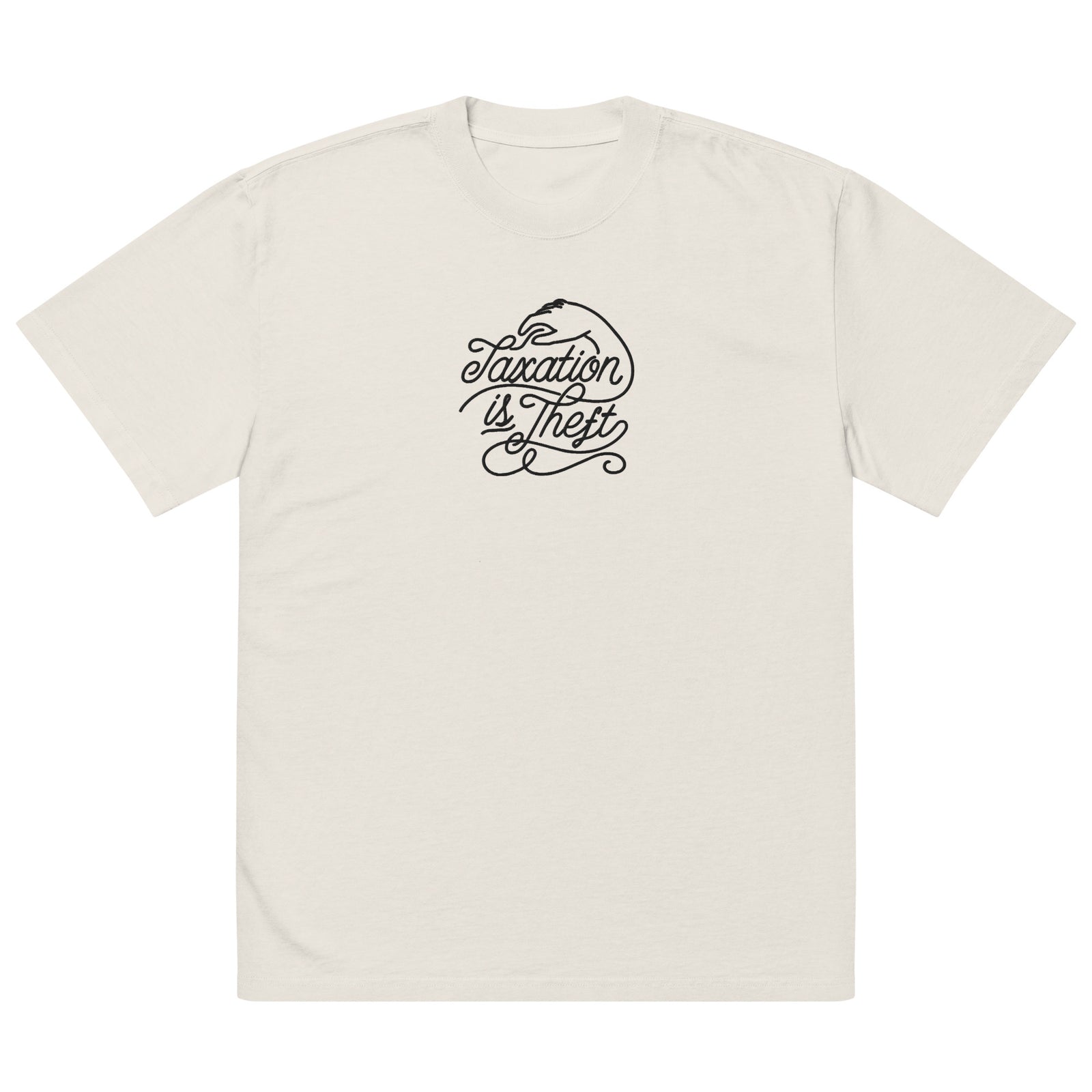 Taxation Is Theft Oversized Faded Embroidered T-shirt