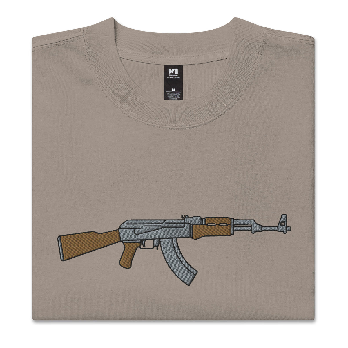 AK47 Embroidered Oversized Faded T-Shirt