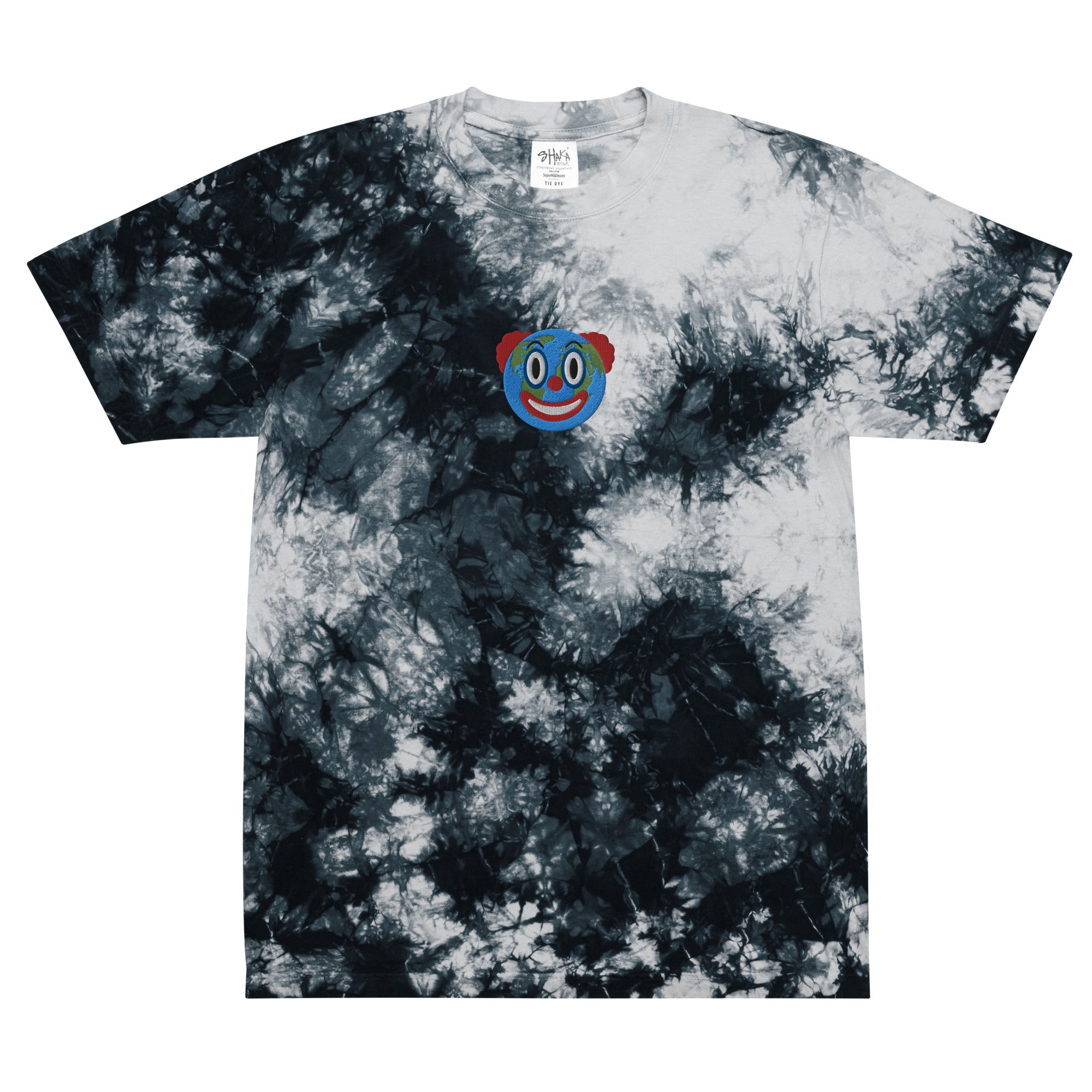 Clown World Embroidered Oversized Tie Dyed T-Shirt