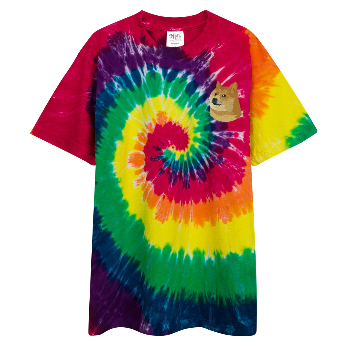 Doge Embroidered Oversized Tie-dye T-Shirt