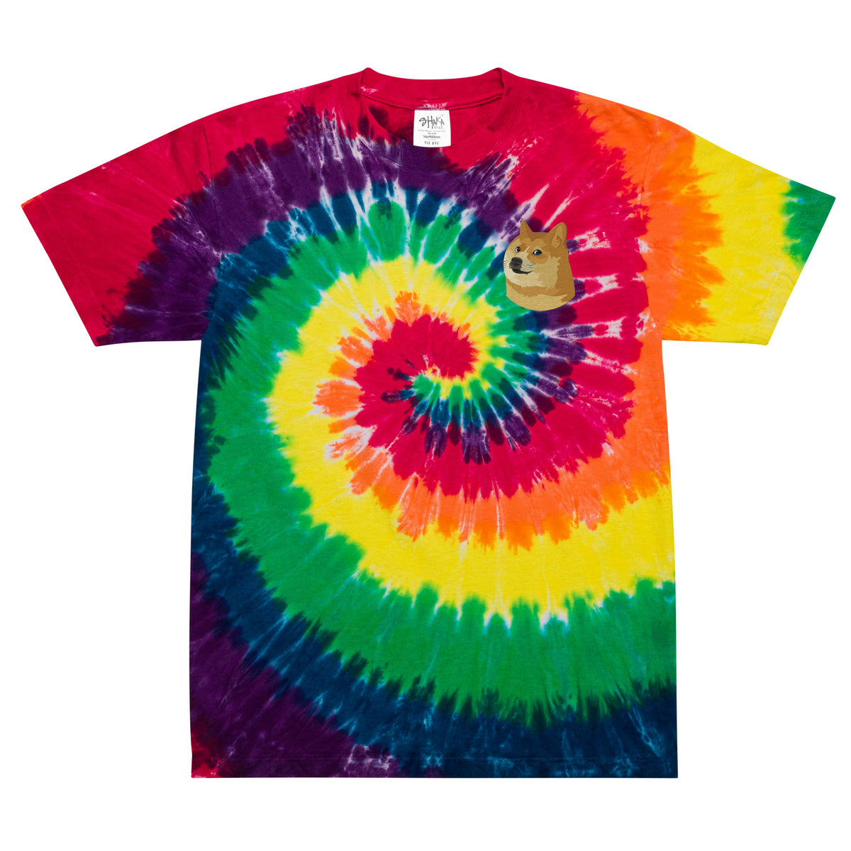 Doge Embroidered Oversized Tie-dye T-Shirt
