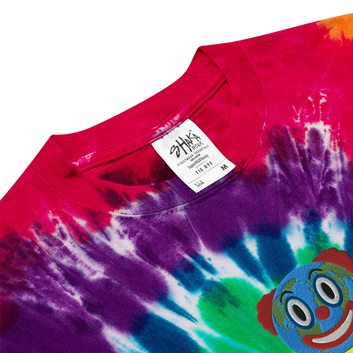 Clown World Embroidered Oversized Tie Dyed T-Shirt