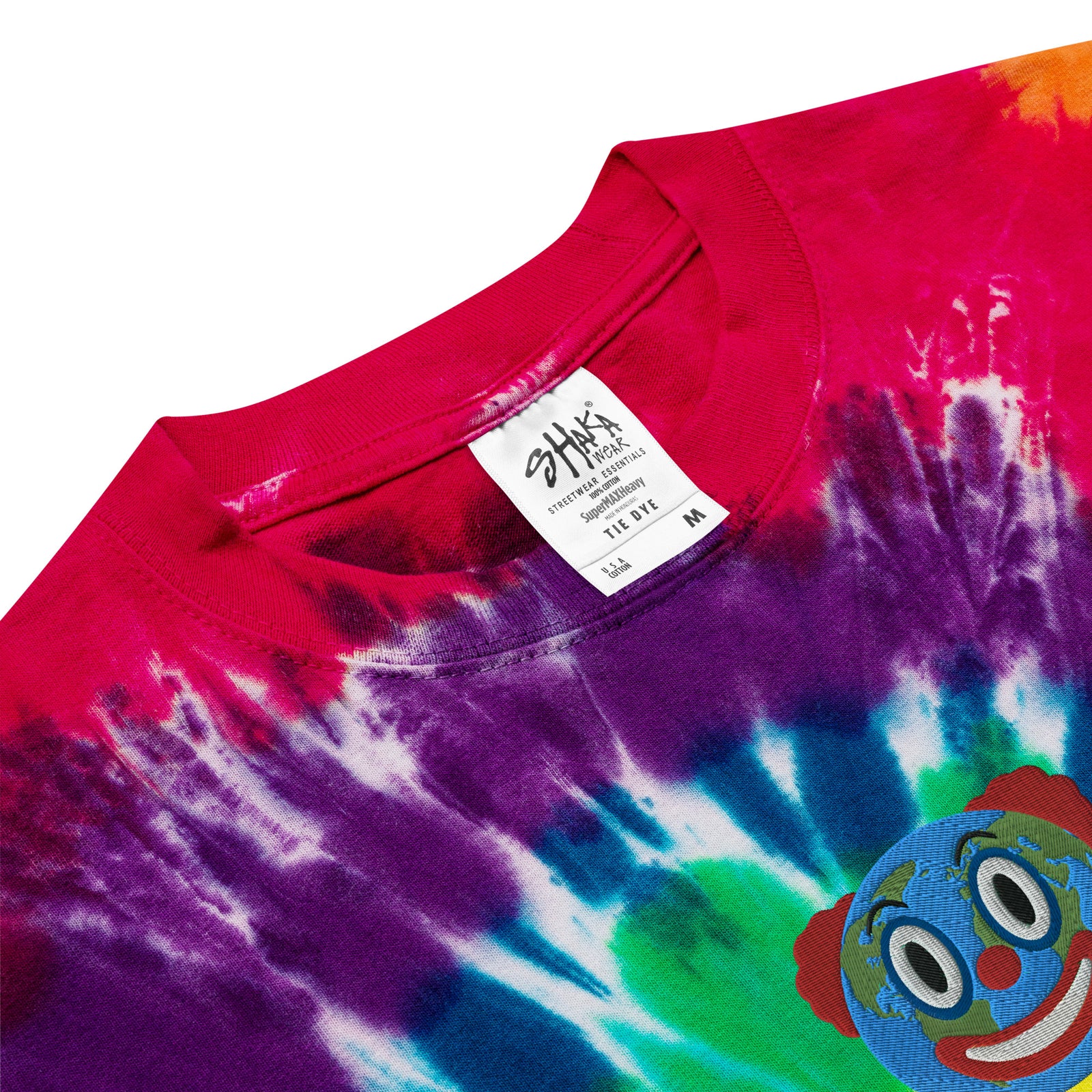 Clown World Embroidered Oversized Tie Dyed T-Shirt