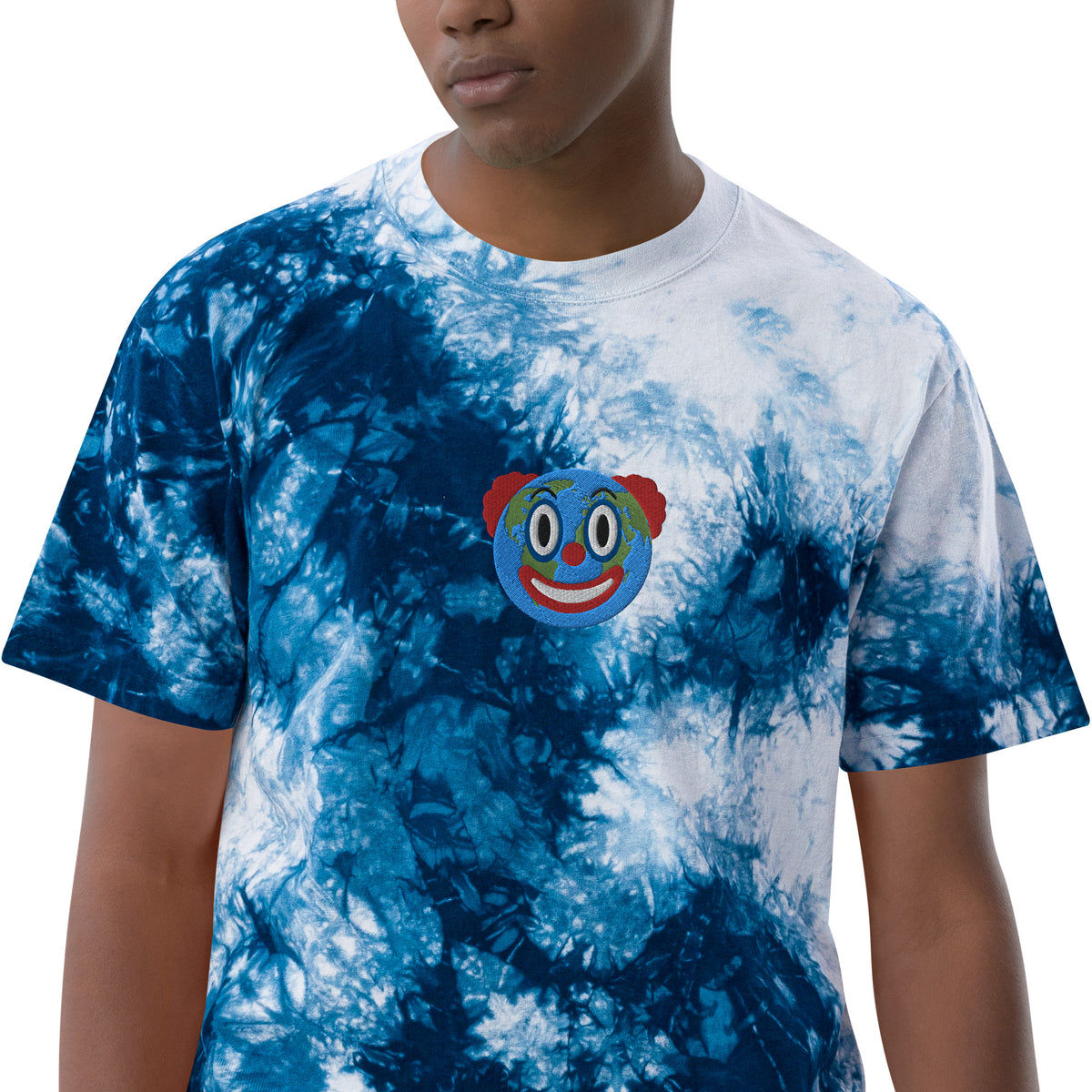Clown World Embroidered Oversized Tie Dyed T-Shirt