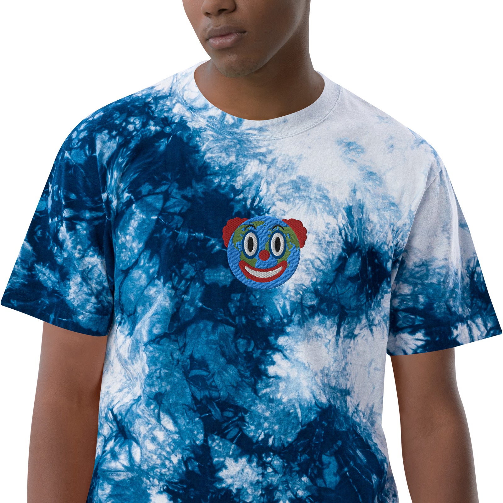 Clown World Embroidered Oversized Tie Dyed T-Shirt