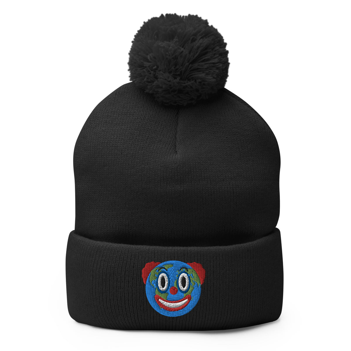 Clown World Embroidered Pom-Pom Beanie