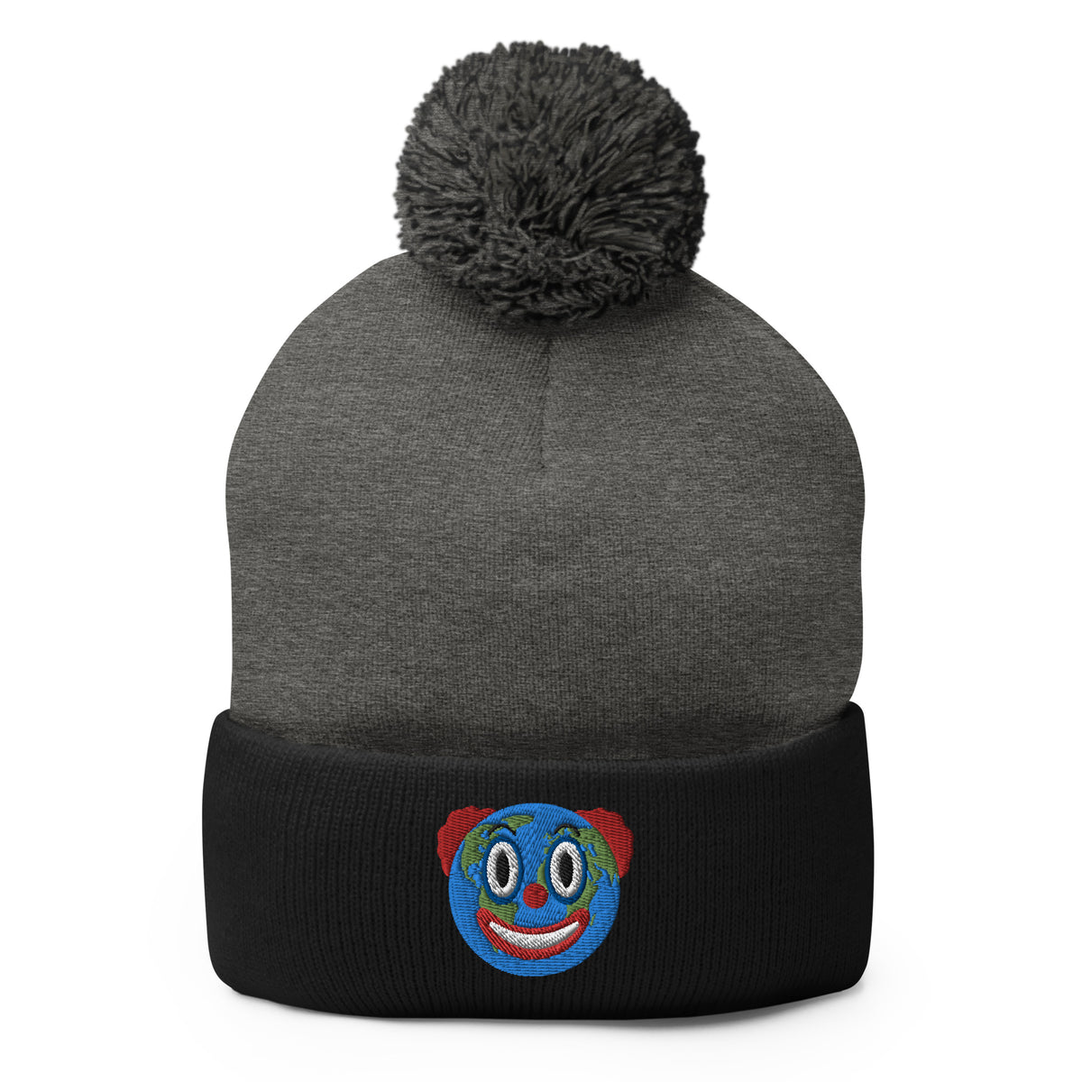 Clown World Embroidered Pom-Pom Beanie
