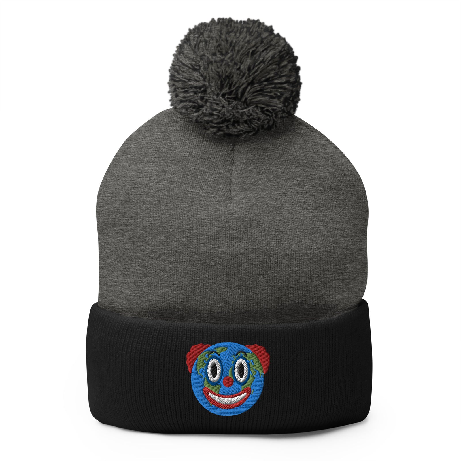 Clown World Embroidered Pom-Pom Beanie