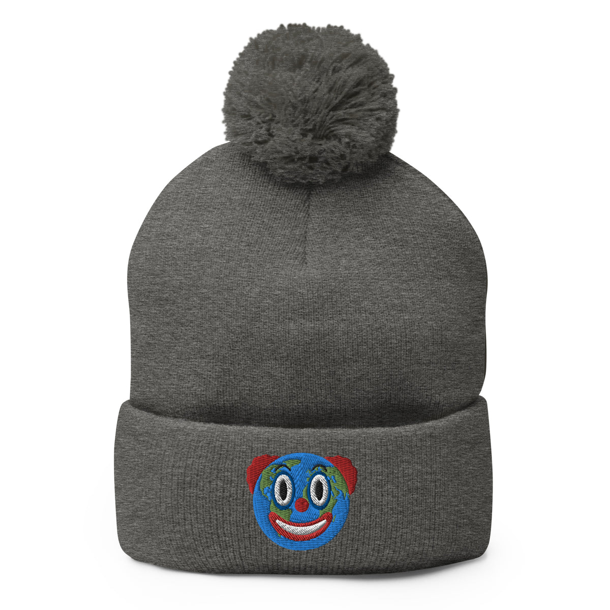 Clown World Embroidered Pom-Pom Beanie