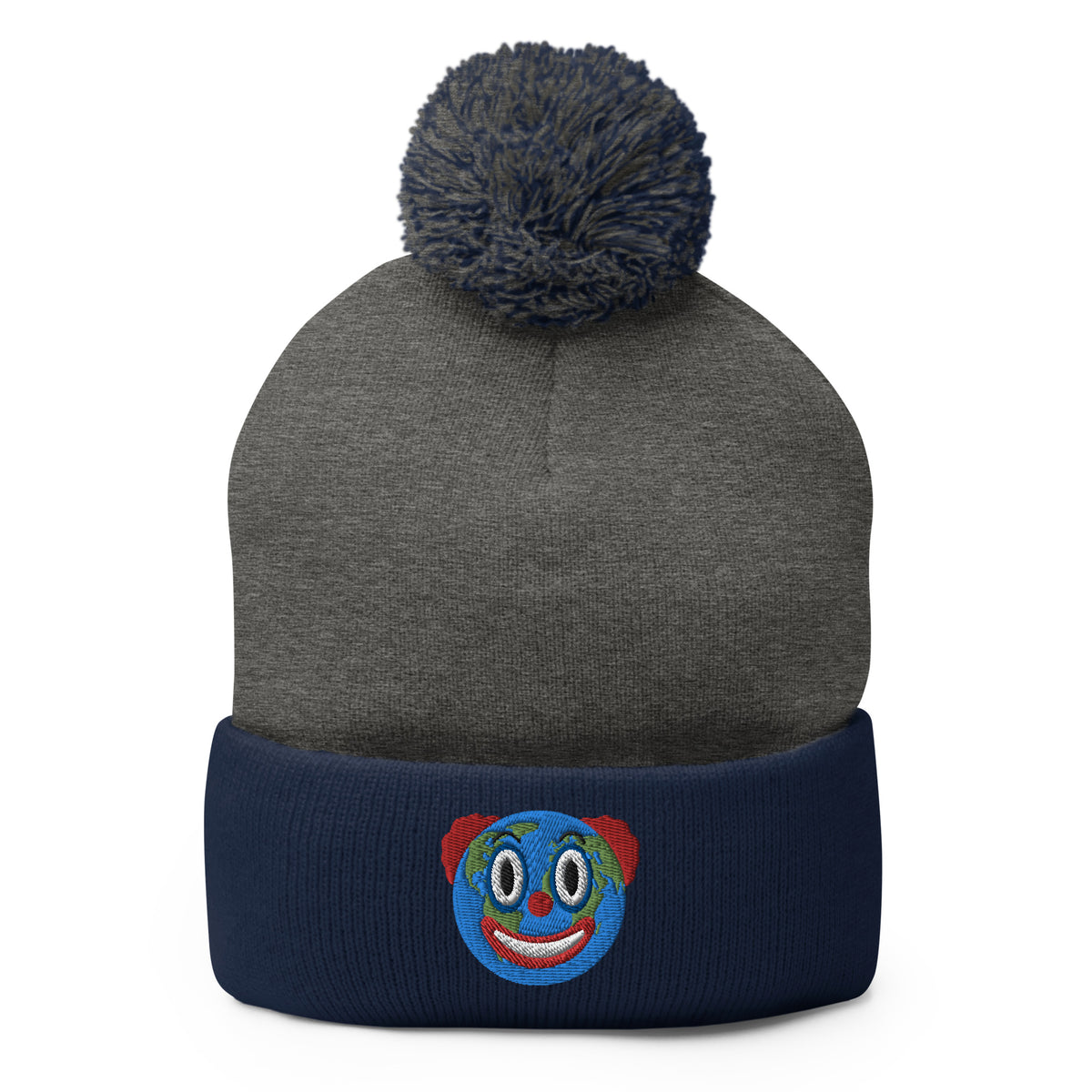 Clown World Embroidered Pom-Pom Beanie